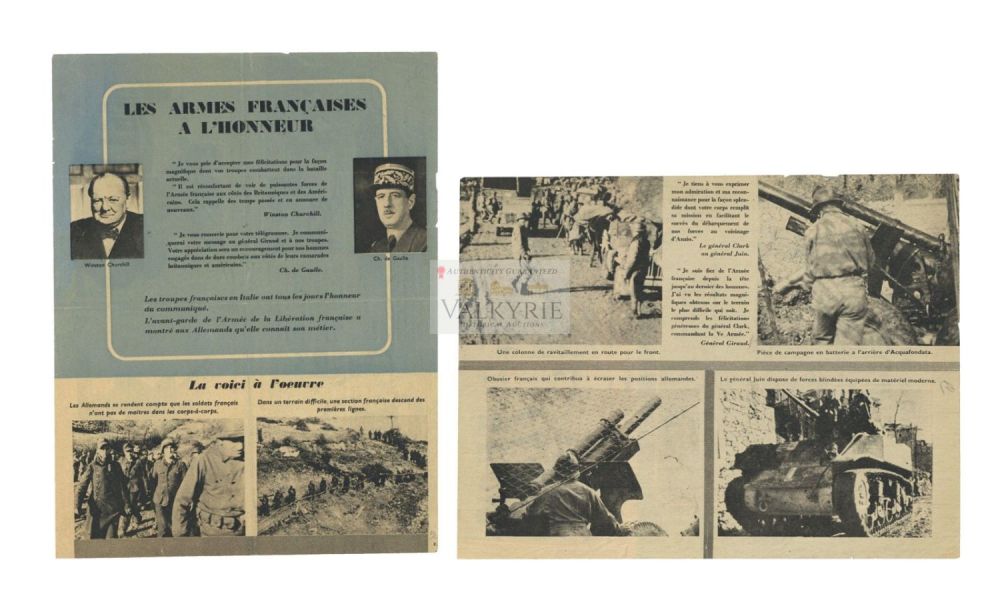Lot 648: French Pro-Allied Army War Propaganda Leaflet - "The French Weapons of Honour"