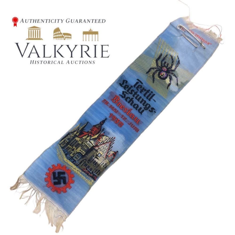 Lot 667: Commemorative Silk Ribbon "Textile Achievement Exhibition Breslau 1938"