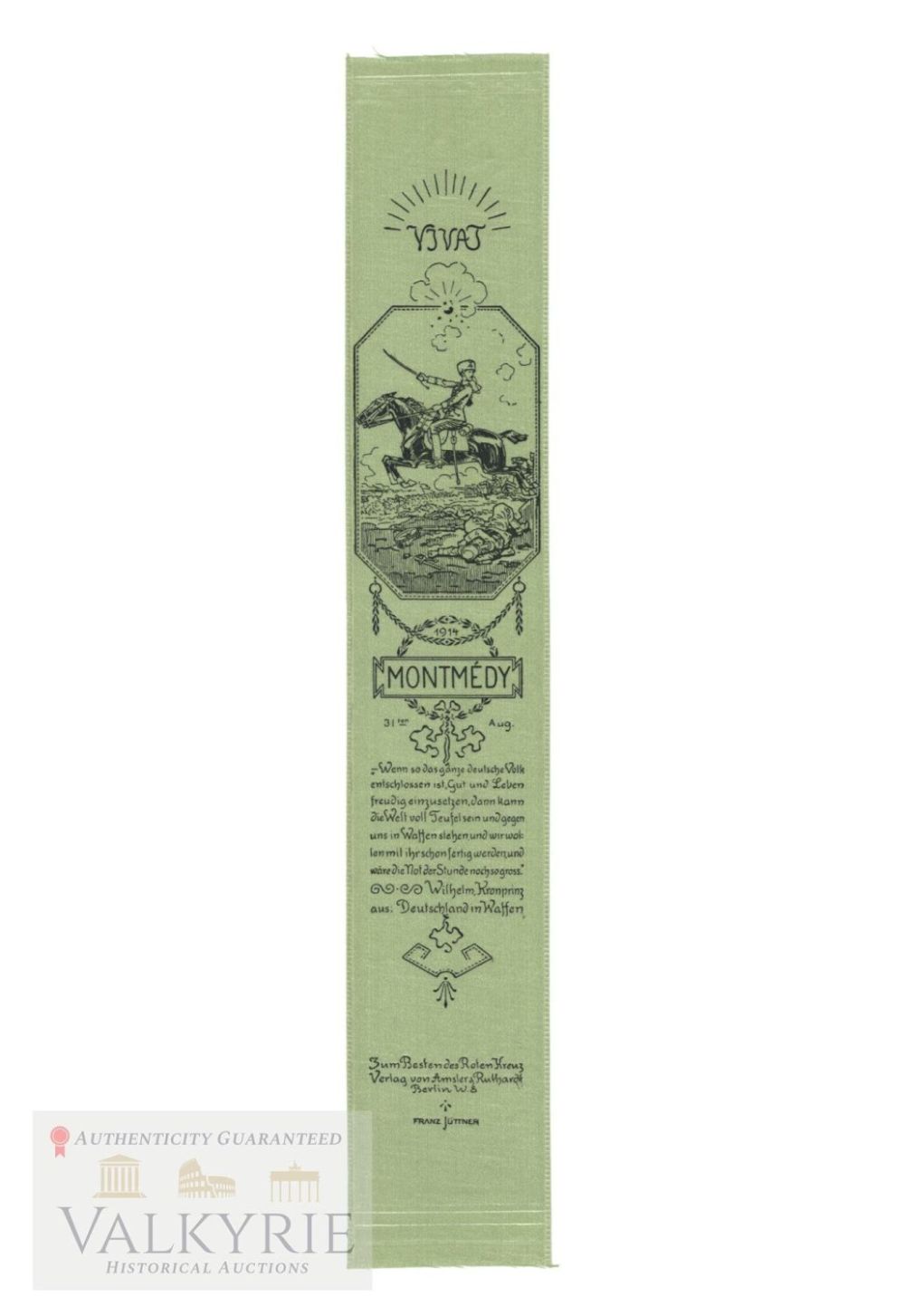 Lot 674: Vivat German Patriotic Ribbon 1914 WW1 - Battle of Montmedy