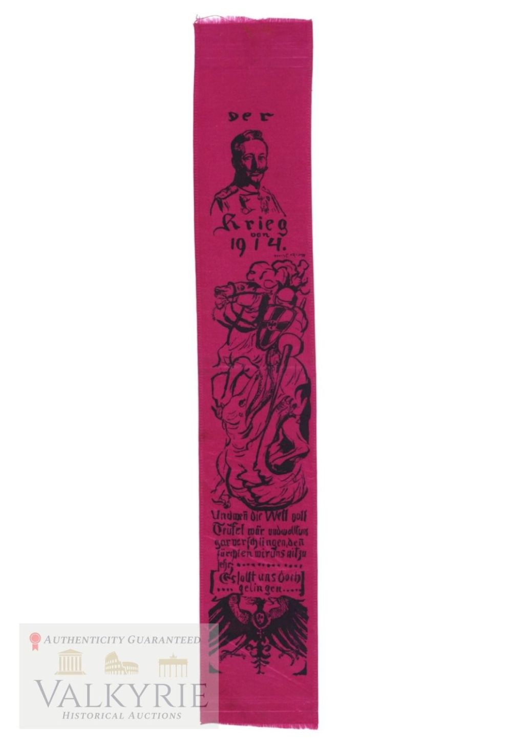 Lot 676: Vivat German Patriotic Ribbon 1914 WW1 - The War of 1914