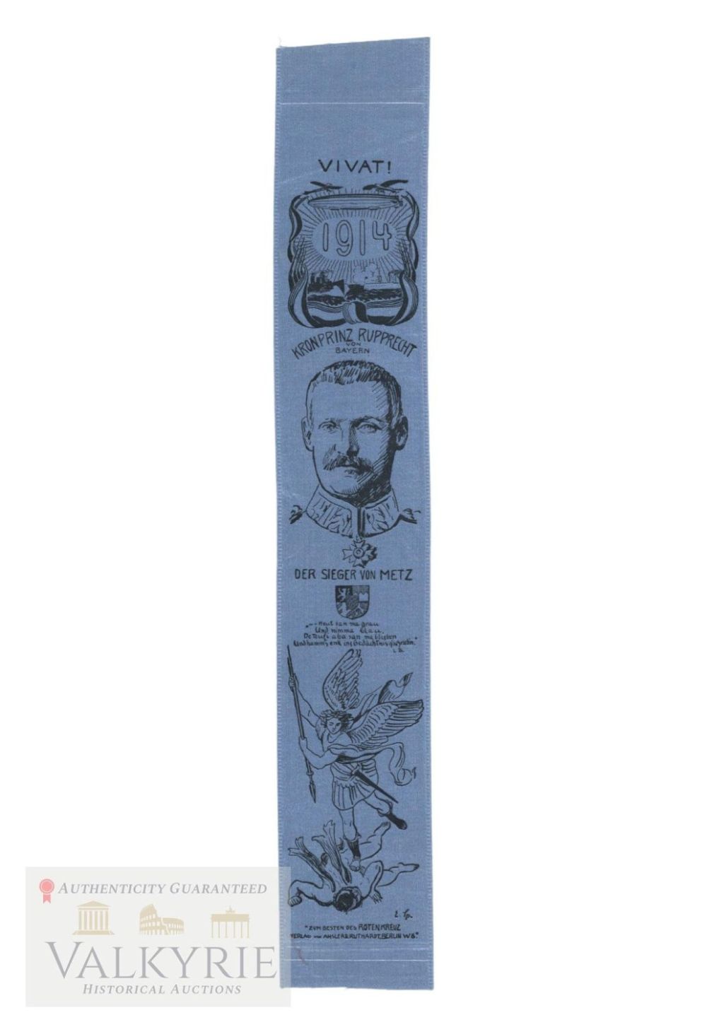 Lot 678: Vivat German Patriotic Ribbon 1914 WW1 - Prince Rupprecht the Winner of Metz