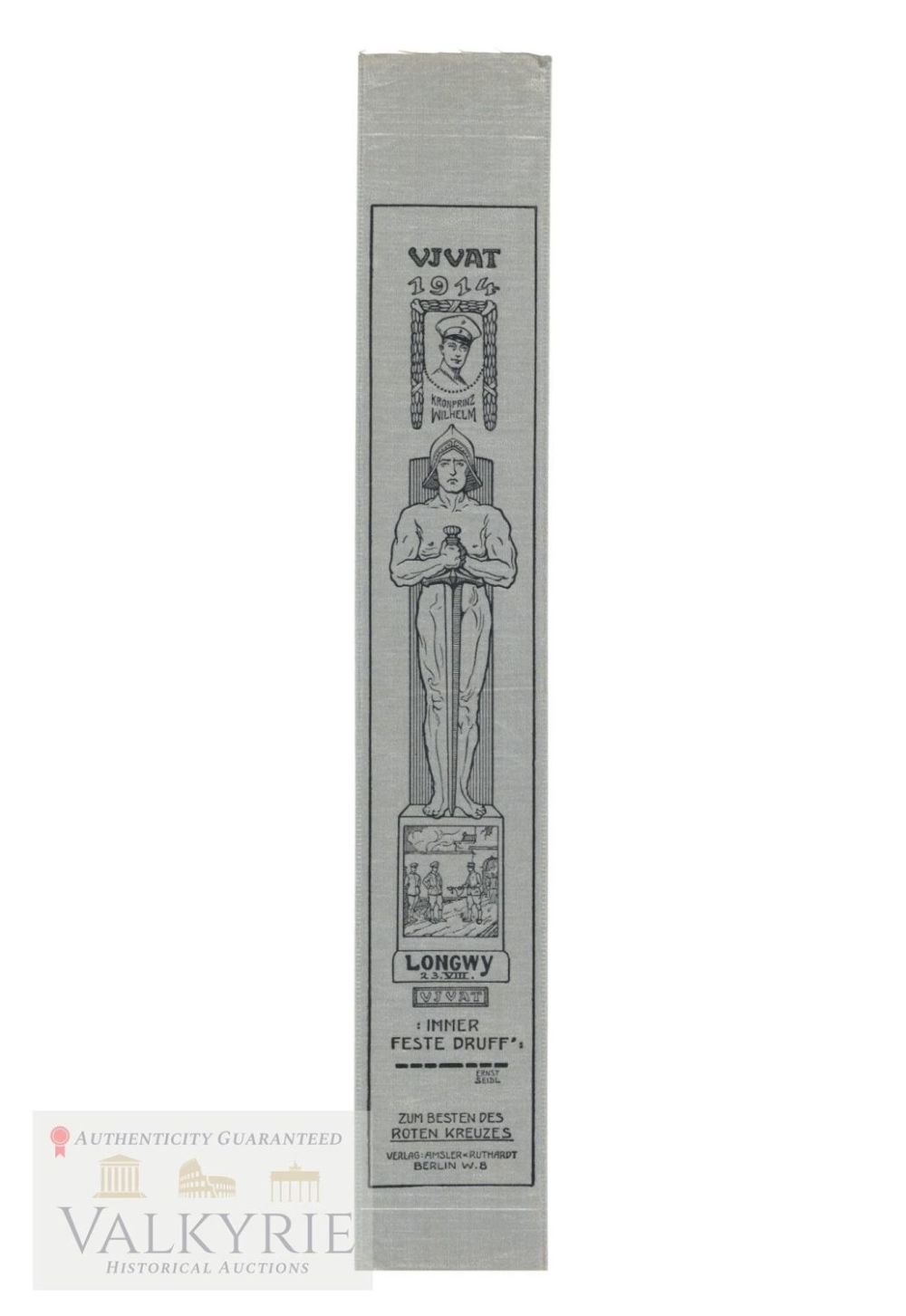 Lot 680: Vivat German Patriotic Ribbon 1914 WW1 - Battle of Longwy in France