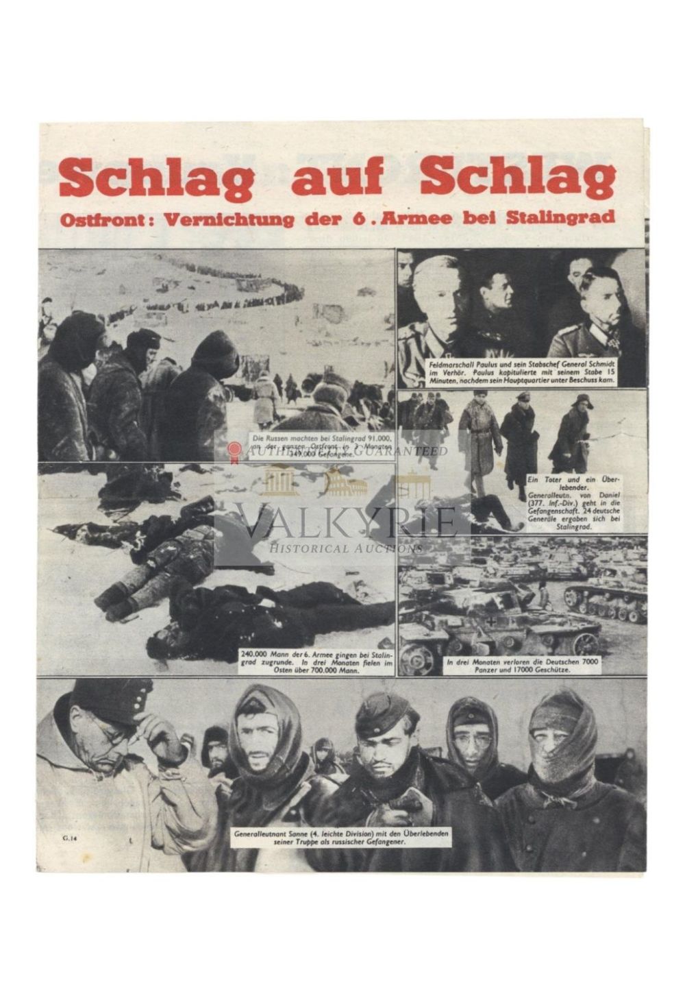 Lot 696: Allied Anti-Nazi War Propaganda Poster "Battle by Battle" - Destruction of the 6. Army in Stalingrad
