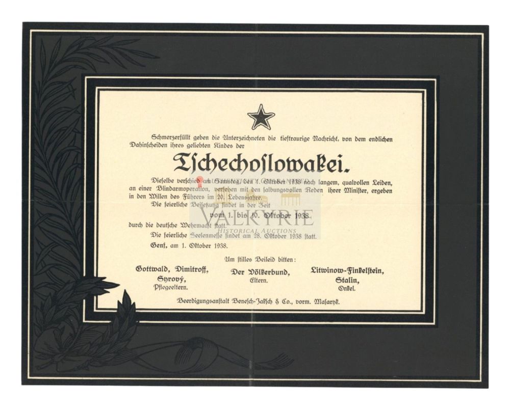 Lot 697: Communist Anti-Nazi War Propaganda About the Annexation of the Sudetenland in 1938