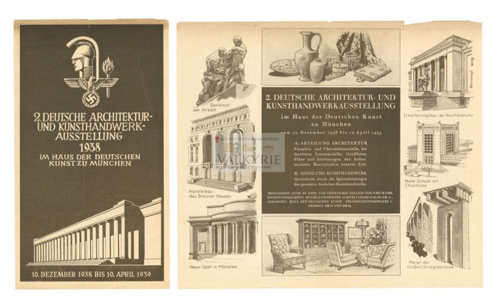 Lot 704: Ad Leaflet With Information About the  2nd III Reich Architecture Exhibition in Munich in 1938