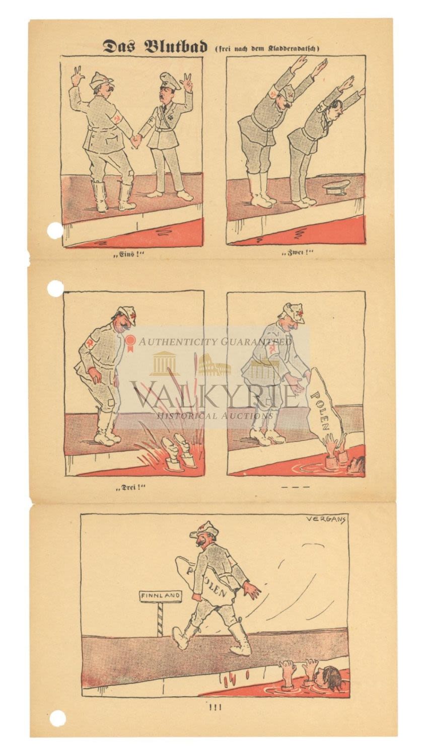 Lot 718: Russian Anti-Nazi Propaganda Cartoon "The Blood Bath" - Poland