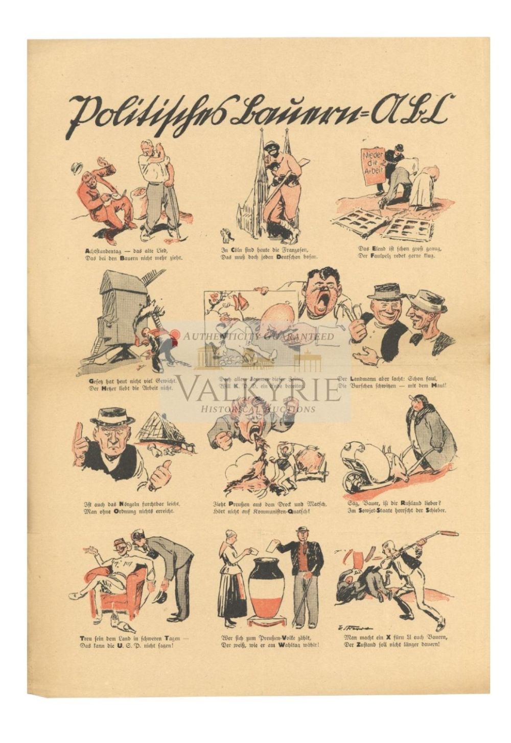 Lot 738: Old German 20s Period Political Propaganda With Cartoons