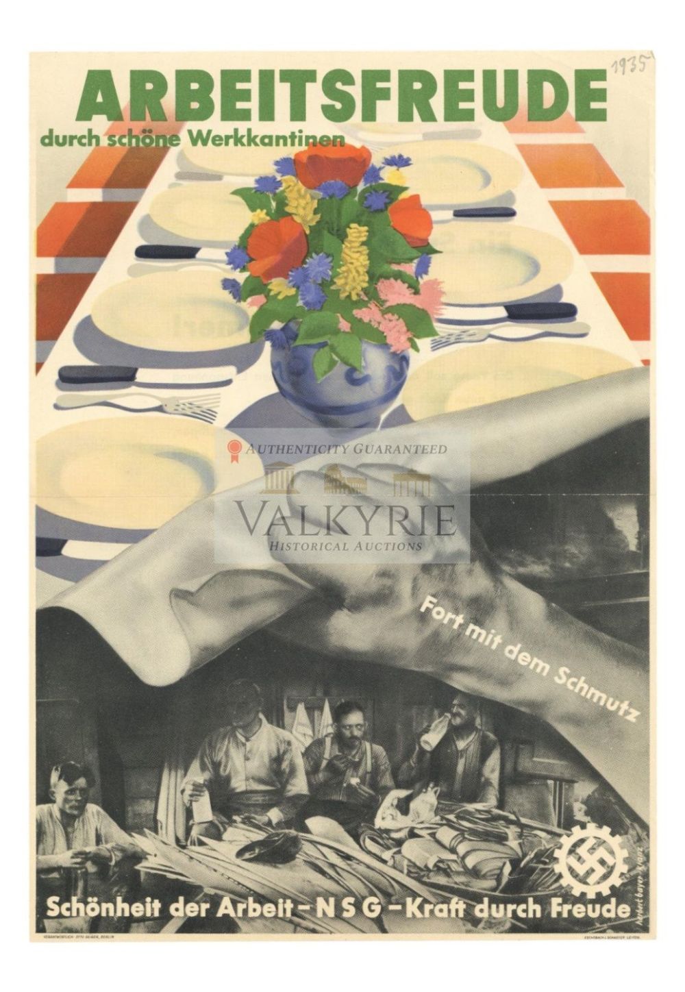 Lot 739: Nazi Propaganda Leaflet About Improvement in Canteens for Workers - Kraft Durch Freude