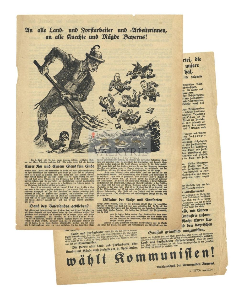 Lot 740: German 20s Period Electoral Propaganda Leaflet of the German Communist Party