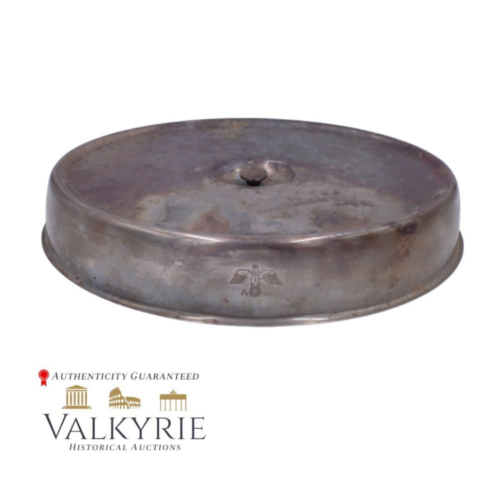 Lot 752: Adolf Hitler 'AH' Silver Tray Lid - Vet Bring Back from Reich Chancellery Fire