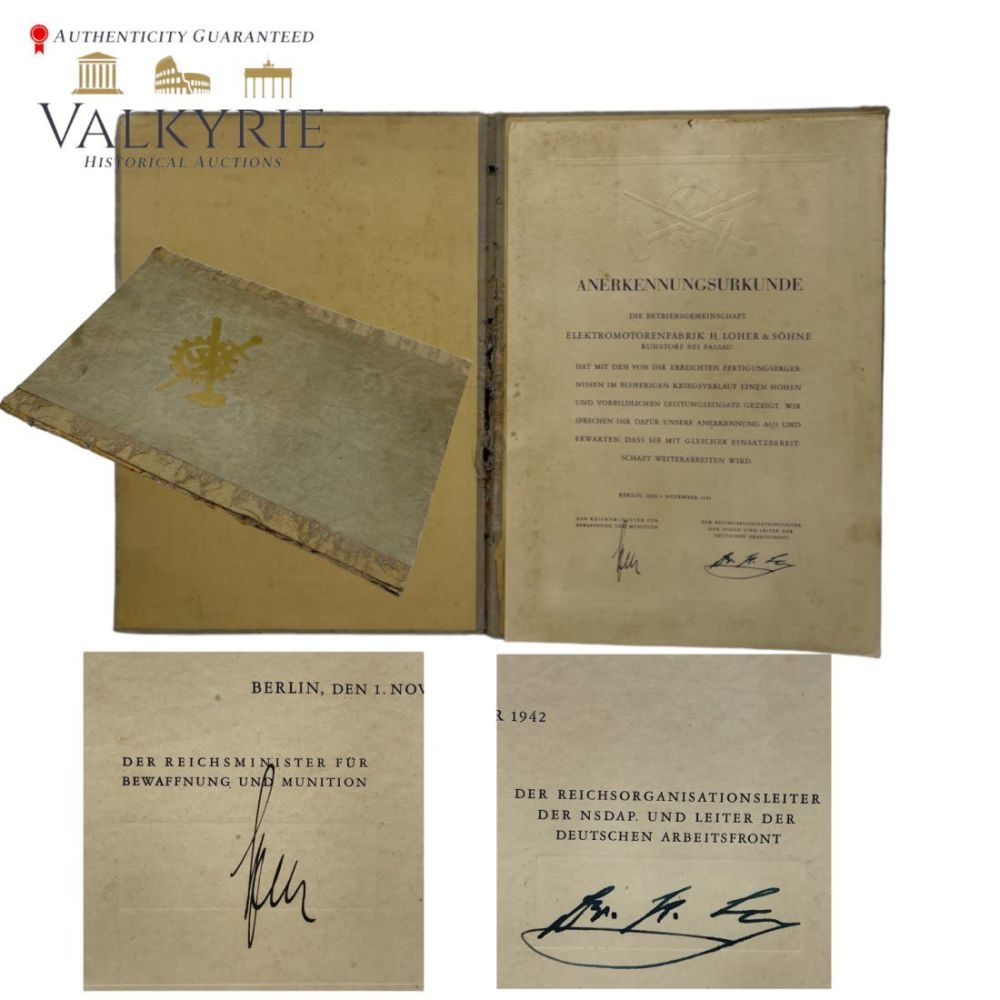 Lot 767: ALBERT SPEER & ROBERT LEY SIGNED DOCUMENT