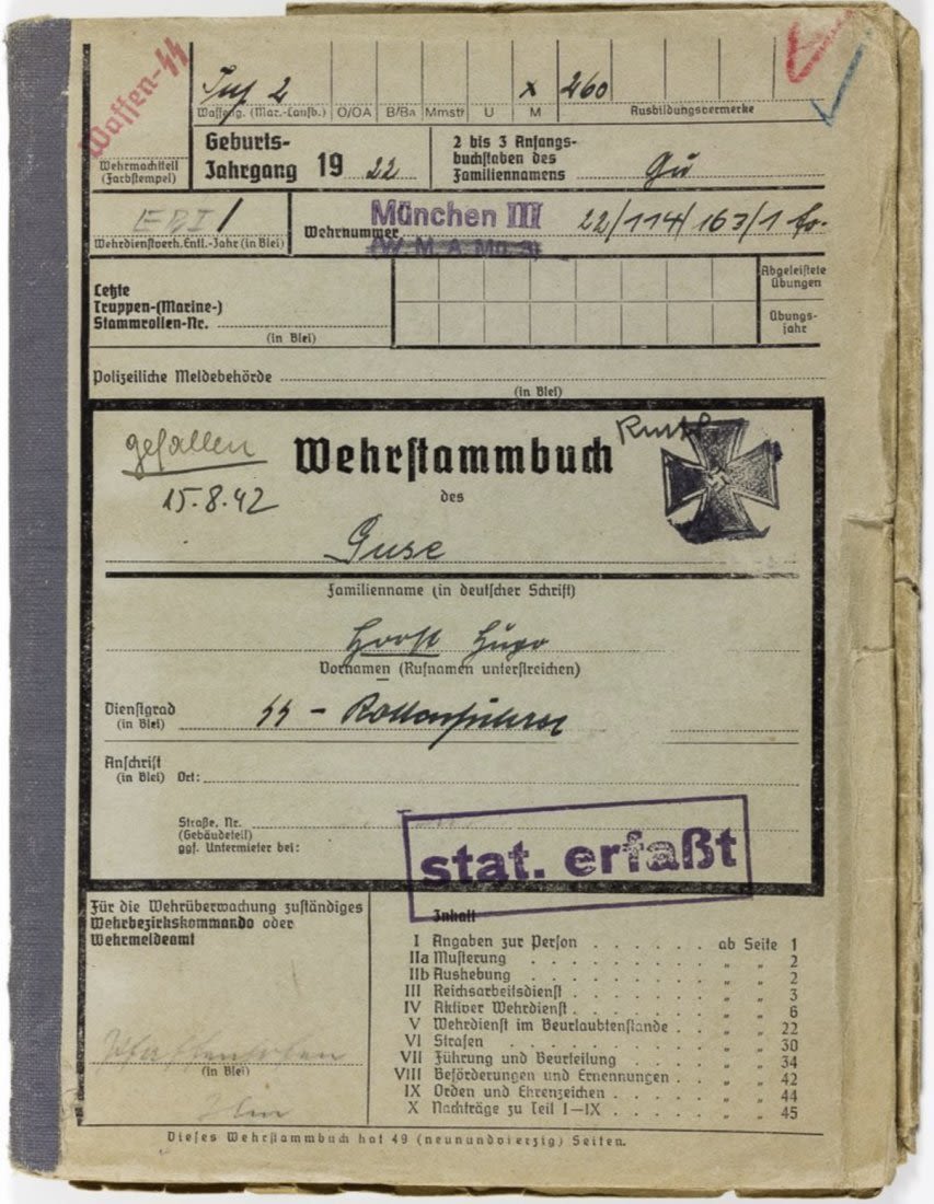Lot 508: Stammbuch of SS-Totenkopf Member Serving at Dachau