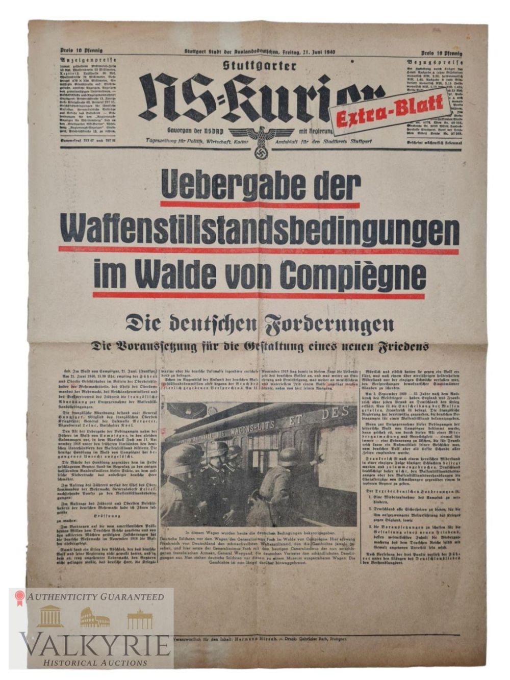 Lot 996: Stuttgarter NS-Kurier Newspaper Extra Number 1940
