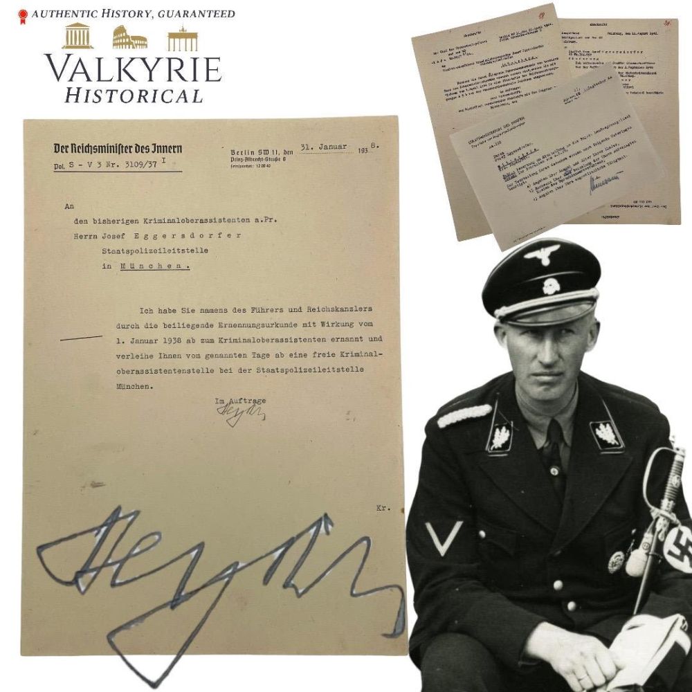 Lot 660: Reinhard Heydrich Signed Document Set