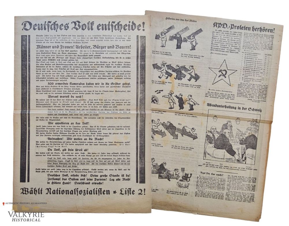 Lot 1199: Nazi Electoral Propaganda Leaflet "German People Decide!"