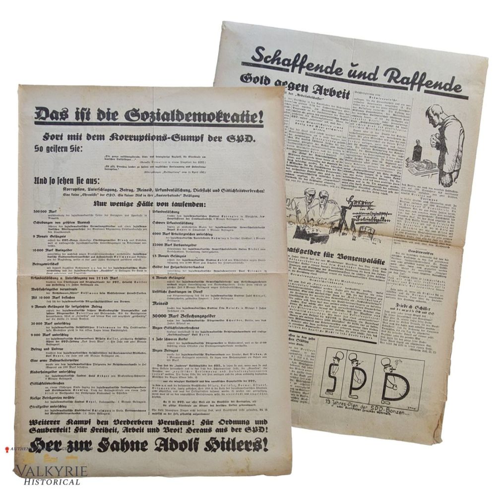 Lot 1200: Nazi Electoral Propaganda Leaflet "That is the Social Democracy!"