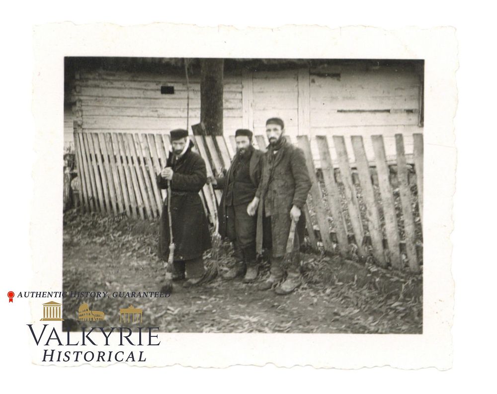 Lot 252: Private Taken Photo of 3 Polish Jews Forced by Germans to Sweep With Brooms