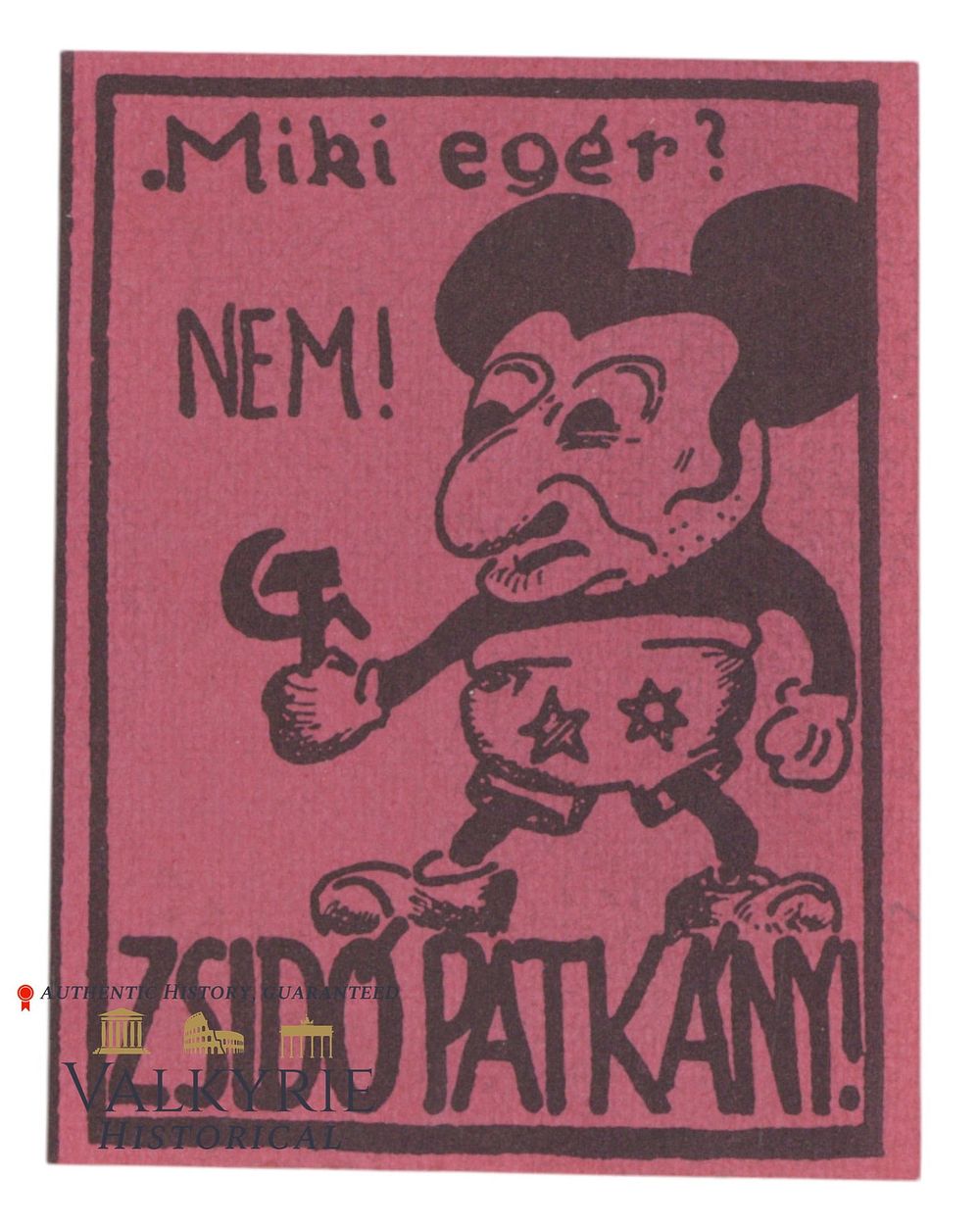 Lot 258: Hungarian Anti-Semitic Vignettes "Miki the Mouse? No! Jewish Rat!" - 1930s Very Rare