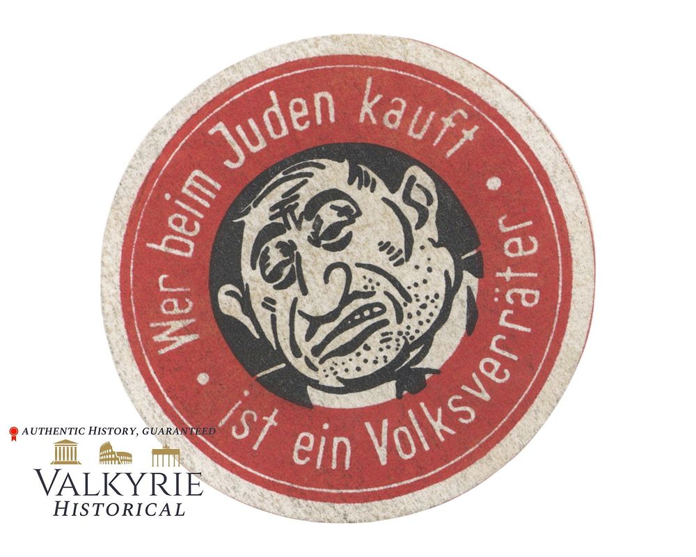 Lot 259: German Anti-Semitic Vignettes Sticker "Who Buys From Jews is a Betrayer to the Nation" - 1920s