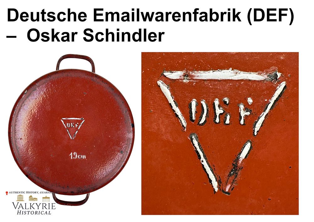 Lot 280: Enamelled Casserole Manufactured by Oskar Schindler's Factory "Deutsche Emailwarenfabrik"