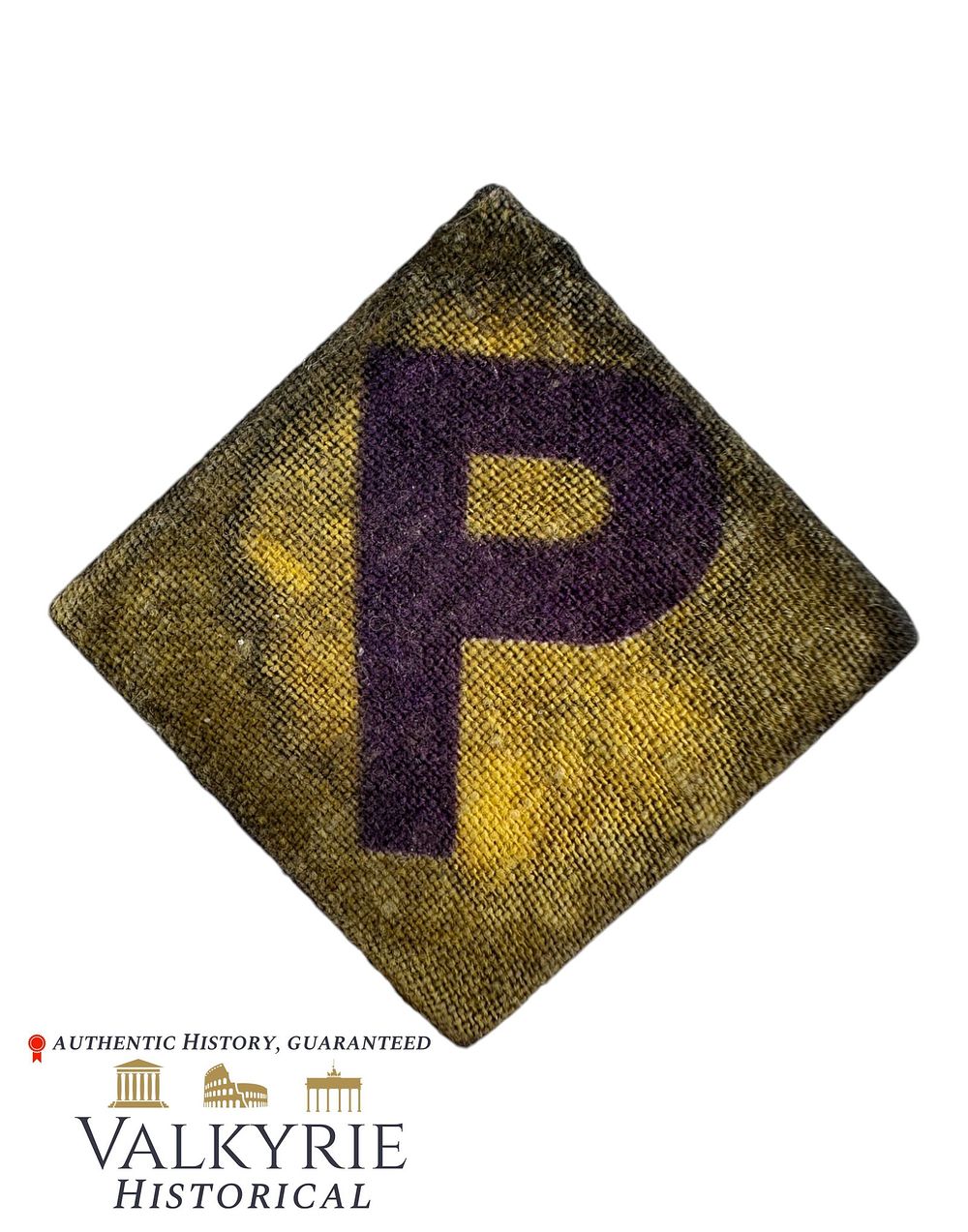 Lot 305: "P" Patch in Used Condition Used by Polish Slave Labourers Under German Occupation