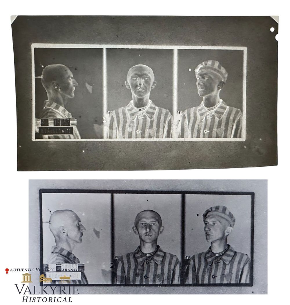 Lot 320: Rare Celluloid Negative With Mug Shots of a Prisoner of KL Auschwitz Taken When He Arrived