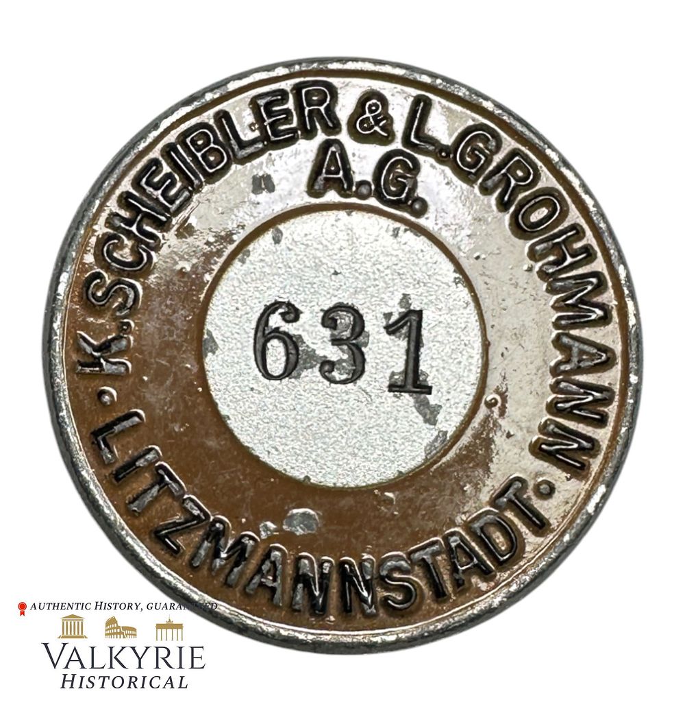 Lot 333: Identification Tag of German Company Factory of "K. Scheibler & L. Grohmann" in Litzmannstadt