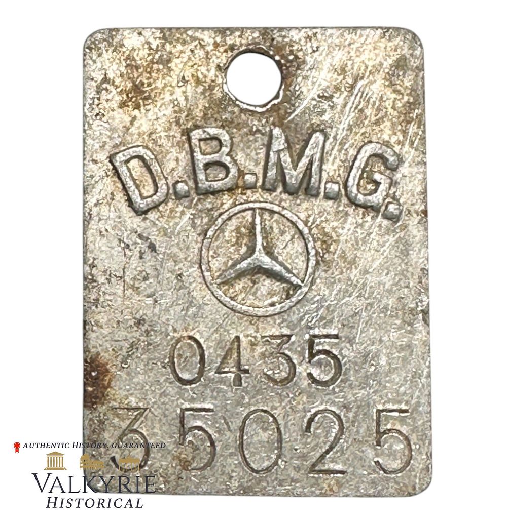 Lot 336: Relic Condition Ground Dug Identification Tag of the Daimler Benz Motor Factory