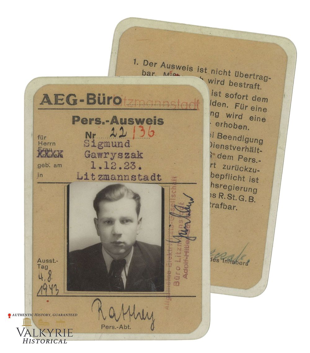 Lot 342: Personalausweis Issued to a Polish Worker of AEG German Company