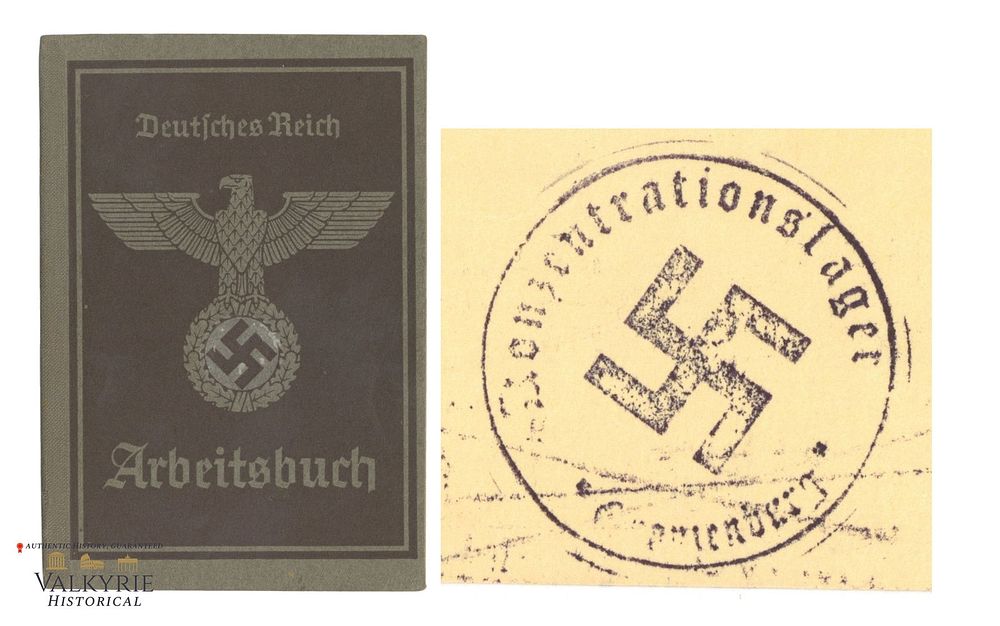 Lot 349: Rare Workbook Issued to a German Man With KL Oranienburg Ink Stamp Entries 1938