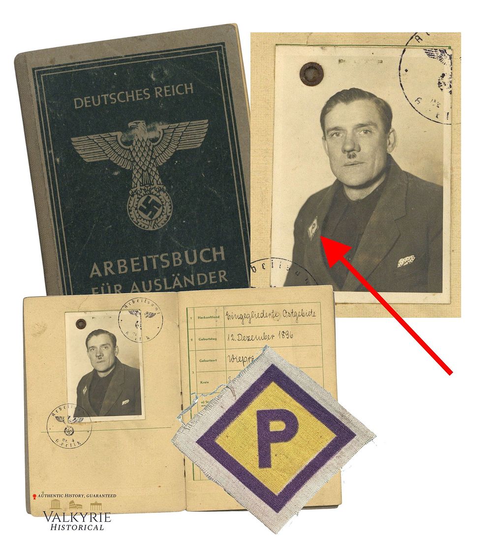 Lot 350: Work Book For Foreigners Issued in 1941 to a Polish Slave Labourer