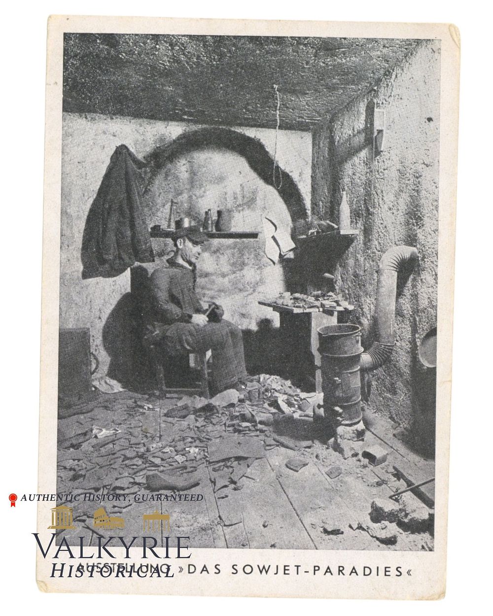 Lot 359: German Anti-Bolshevist Propaganda Postcard Showing a Soviet Shoemaker Working in Poor Conditions