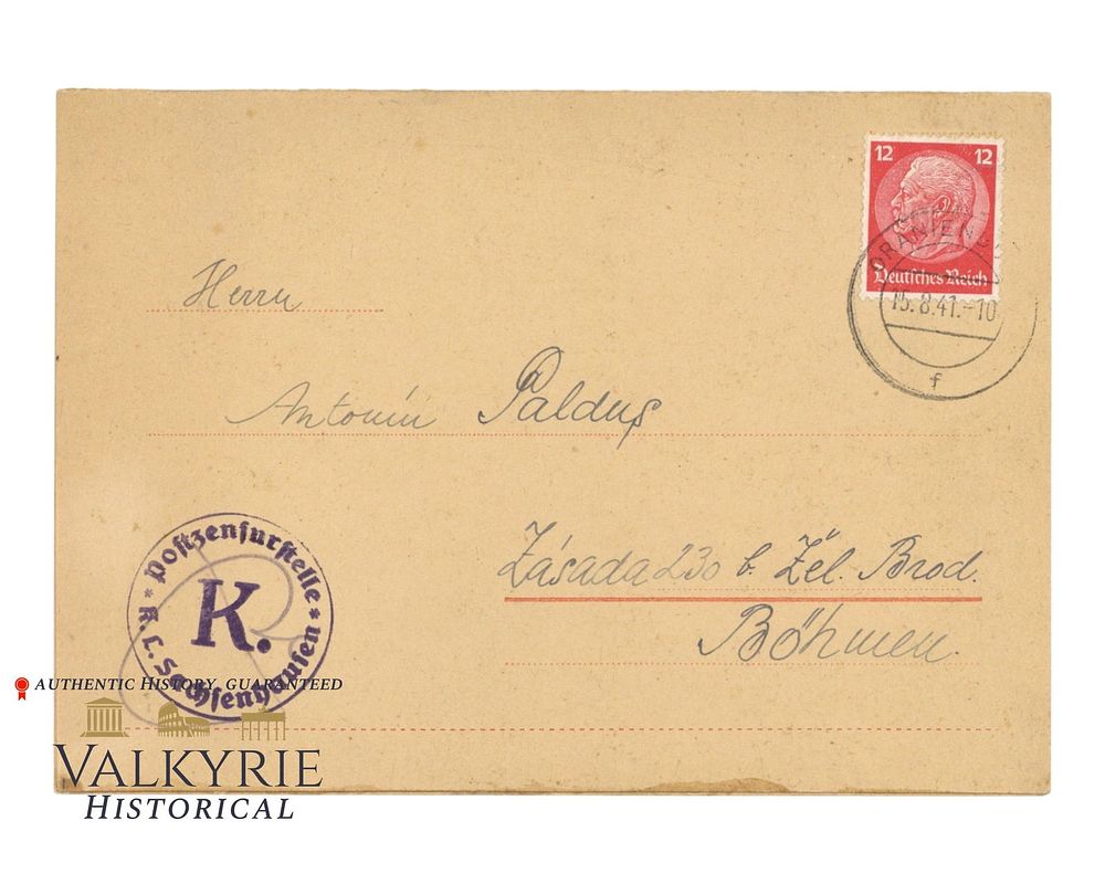 Lot 375: Letter Sent by Inmate From KL Sachsenhausen in 1941