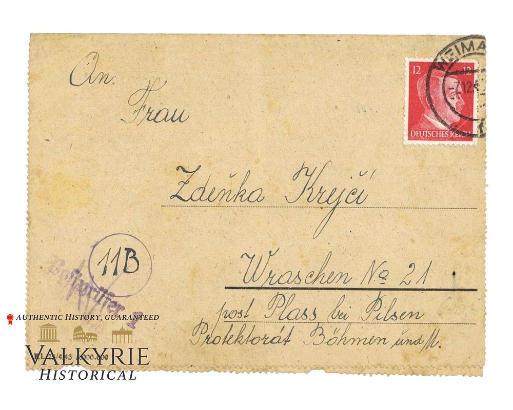 Lot 377: Letter Sent by Inmate of the KL Buchenwald in 1944