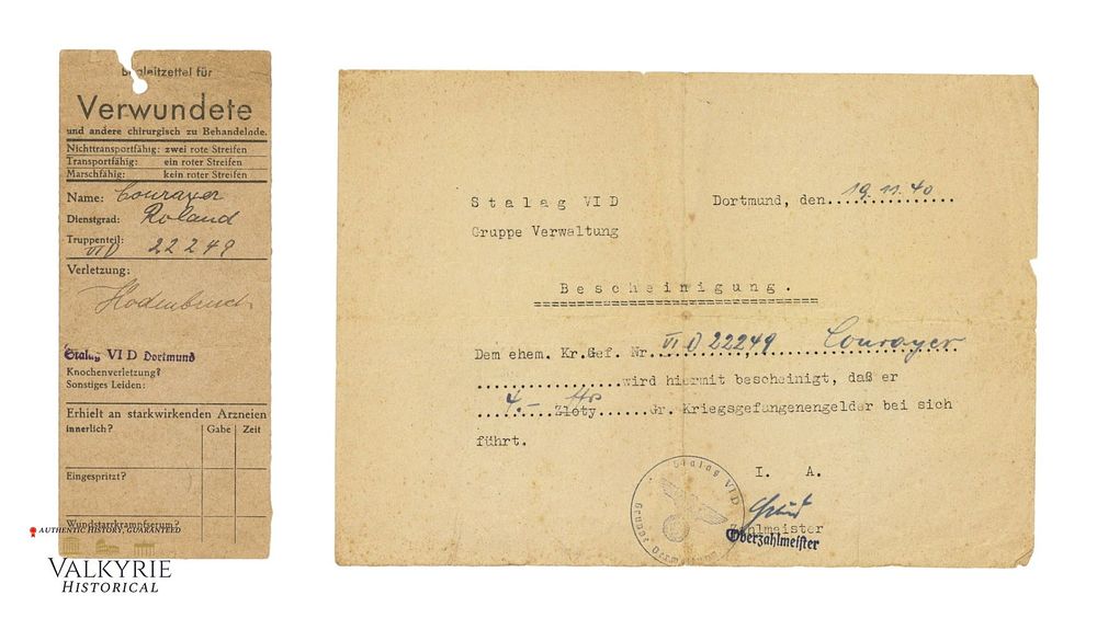 Lot 395: Set of a Polish Prisoner of War Who Was Injured and Was Imprisoned in a German STALAG in 1940