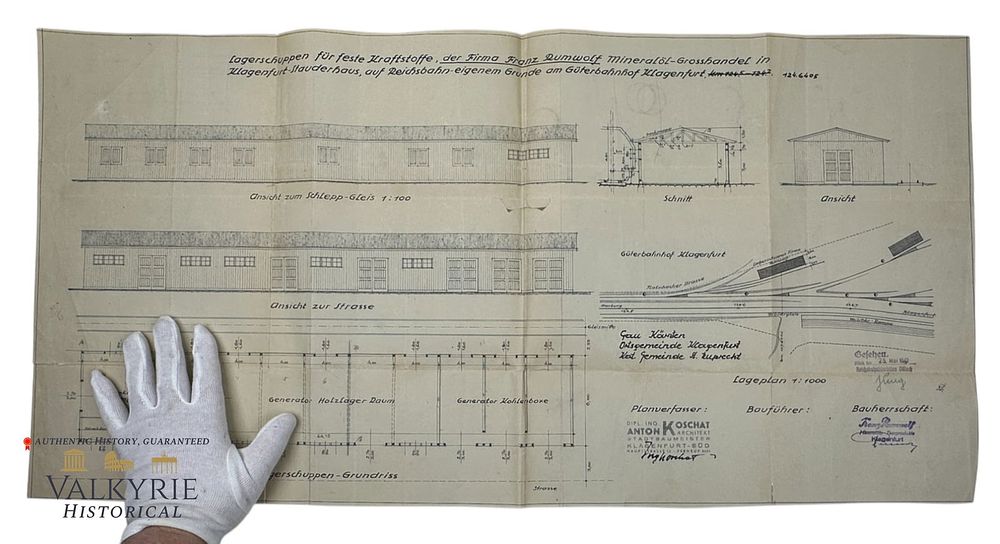 Lot 399: Original Blueprint of an Architectural Project During III Reich in Klagenfuert Mine Train Station