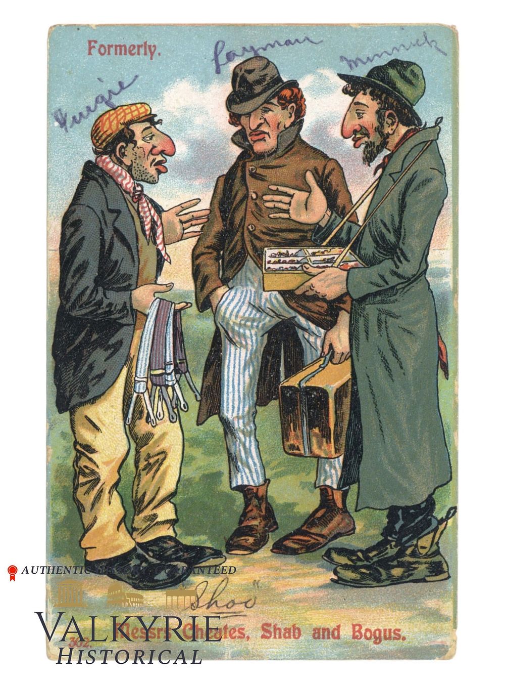 Lot 412: American Anti-Semitic Postcard - Jews Selling Items to a Man and Cheating Him - 1907