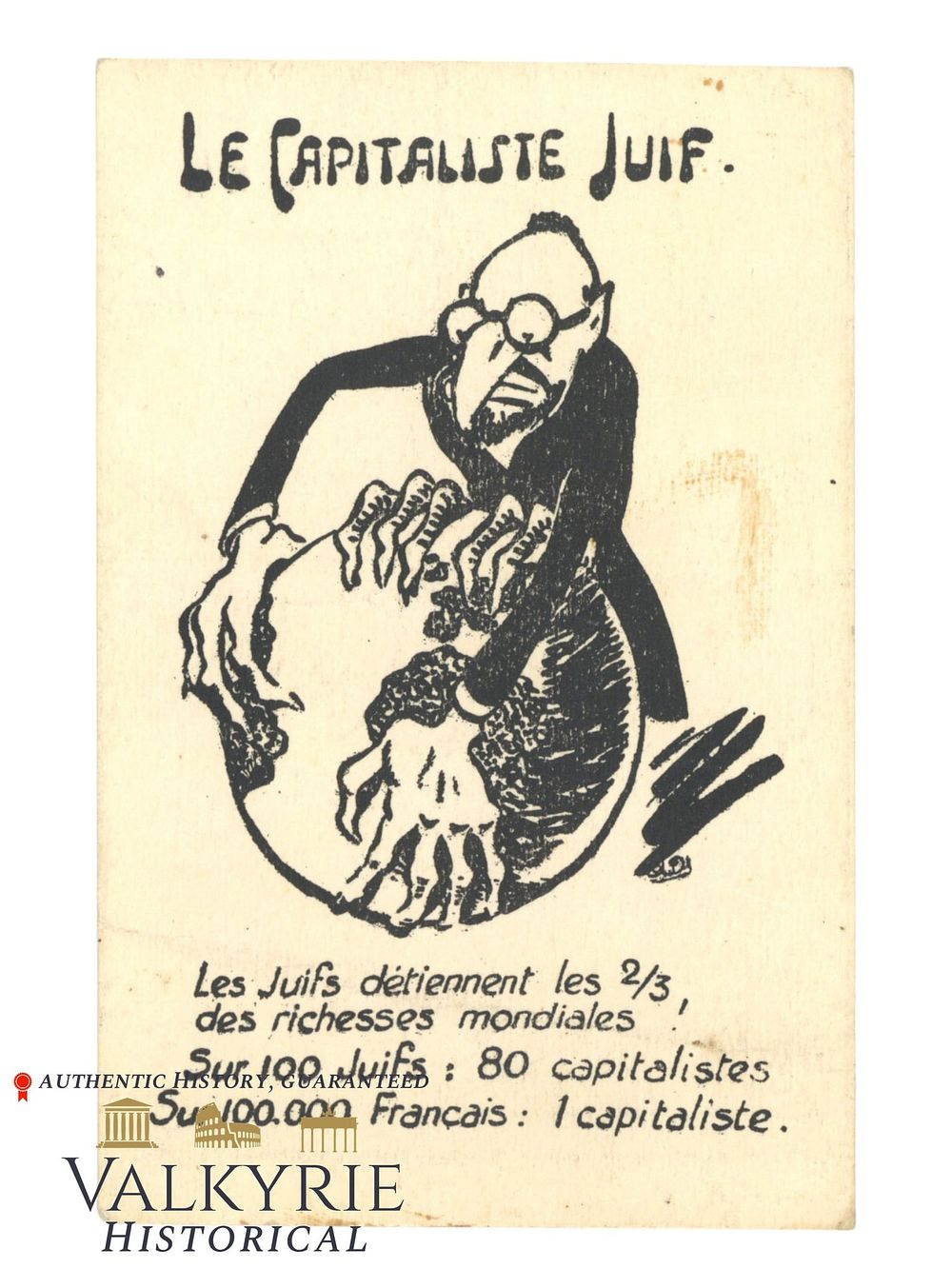 Lot 426: French Anti-Semitic Postcard "The Capitalist Jew" - ca. 1910