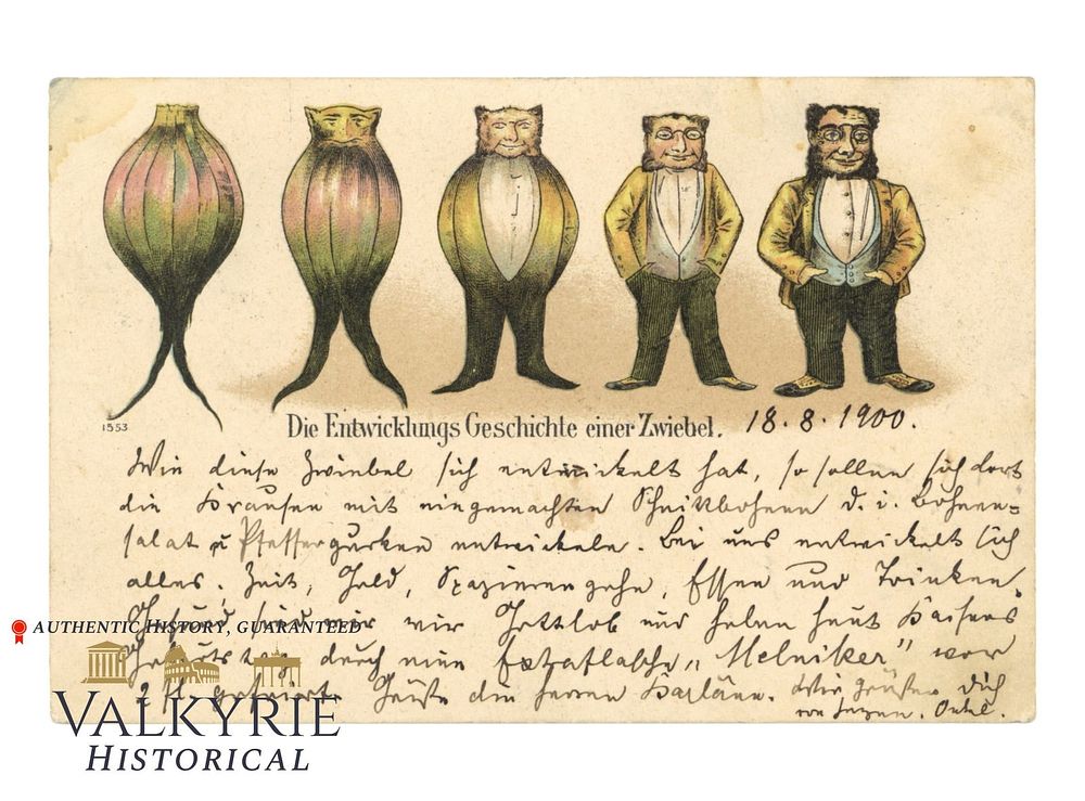 Lot 429: German Anti-Semitic Postcard "The Evolution History of an Onion" - Early 1900s