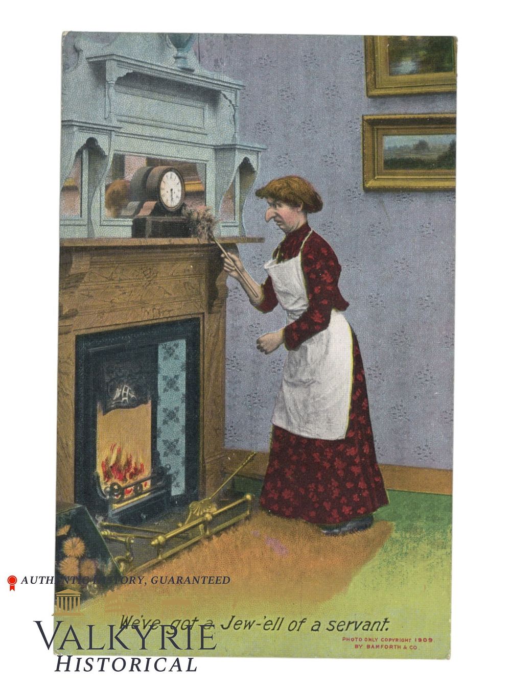 Lot 444: British Anti-Semitic Postcard "We've Got a Jew-ell of Servant" - ca. 1910