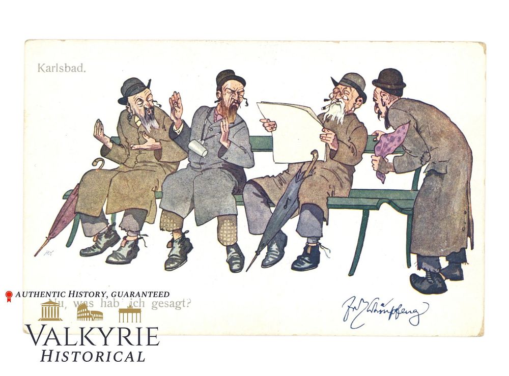 Lot 445: German Anti-Semitic Postcard "Karlsbad. What Did I Say?" - ca. 1920