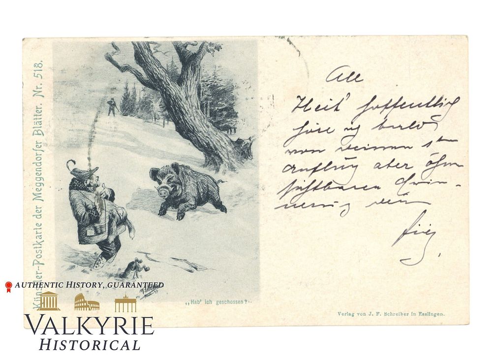 Lot 513: German Anti-Semitic Postcard From 1898 "Have I Shot?"
