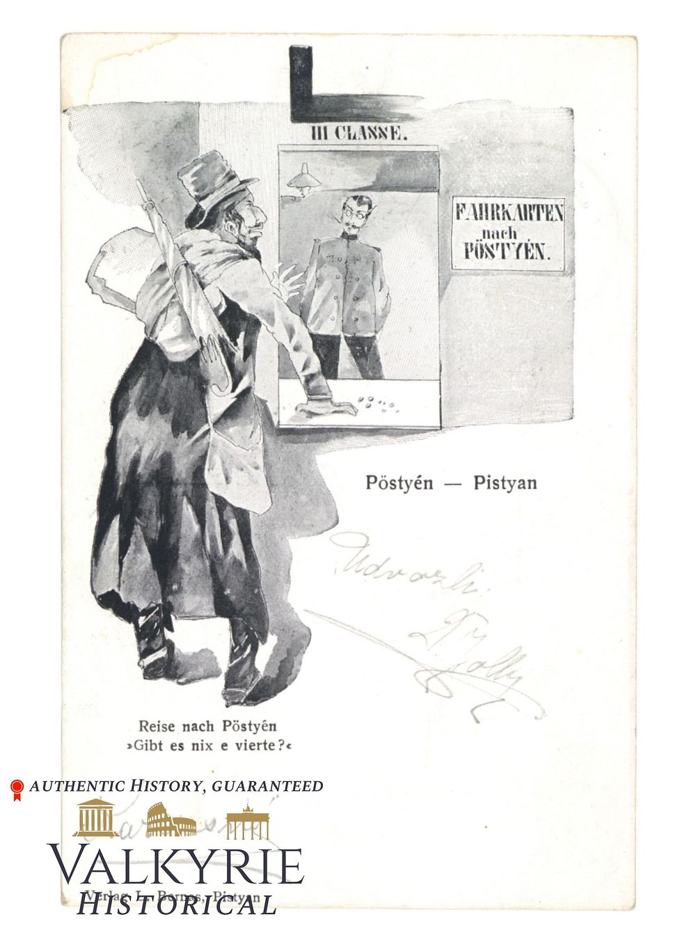 Lot 544: Hungarian Anti-Semitic Postcard "Trip to Posteyn"  1910