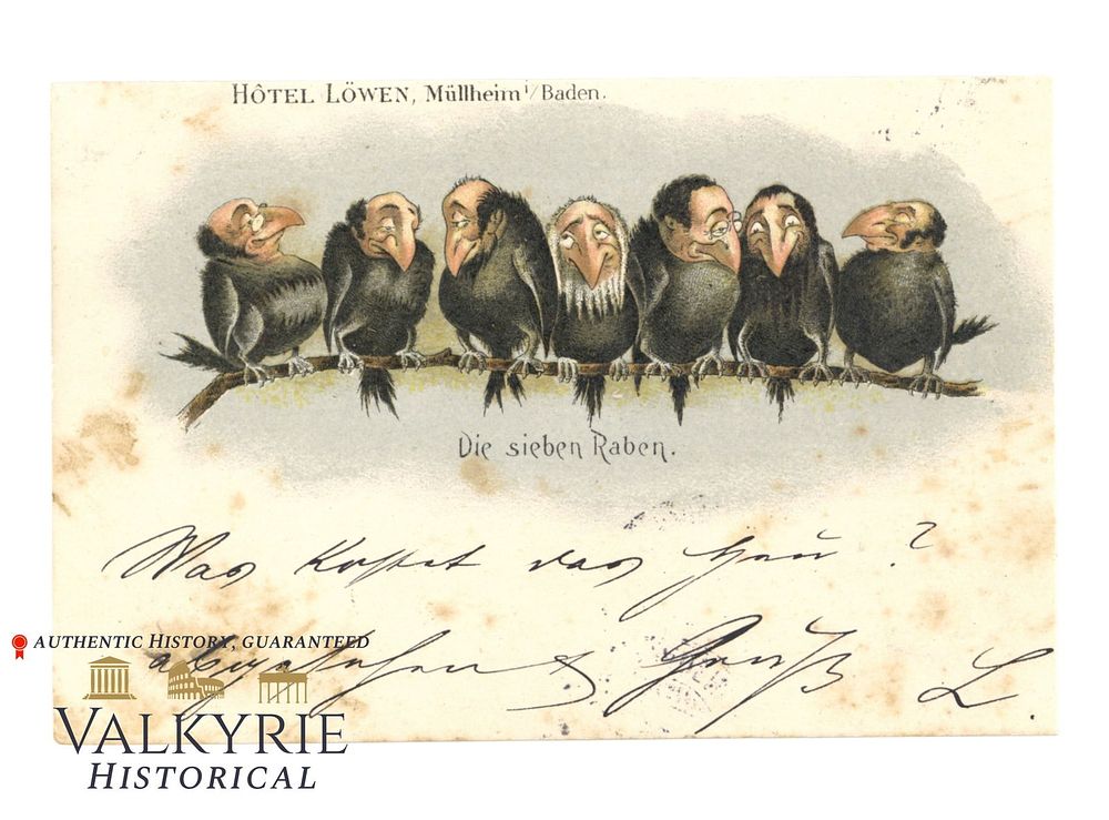 Lot 548: German Anti-Semitic Postcard "The Seven Ravens" Represented by 7 Jews - 1898