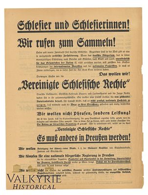 Electoral Propaganda Leaflet of the United Silesian Right Party "It Must Be Different in Prussia!". 