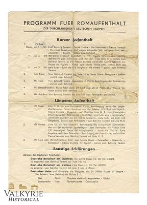 Leaflet with instructions for German troops that went through Rome regarding residence find in diff