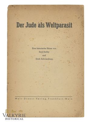 Rare German Anti-Semitic Booklet Entitled "The Jew as World Parasite" 1944. Rare German 