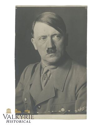 Official Studio Portrait of The Fuhrer Adolf Hitler by Heinrich Hoffmann.Size 17 cm x 11 cm . 