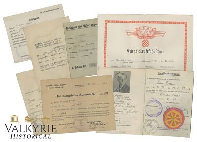 Nice Paper Set That Belonged to a Hitler Jugend Member - IDs - Patch (examination badge very rare )