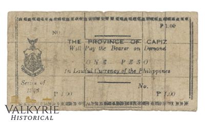 Philippines – Capiz, 1 Pesos, 1943, Pick S202a, G, Shipping flat cost $25 it doesn't matter how 